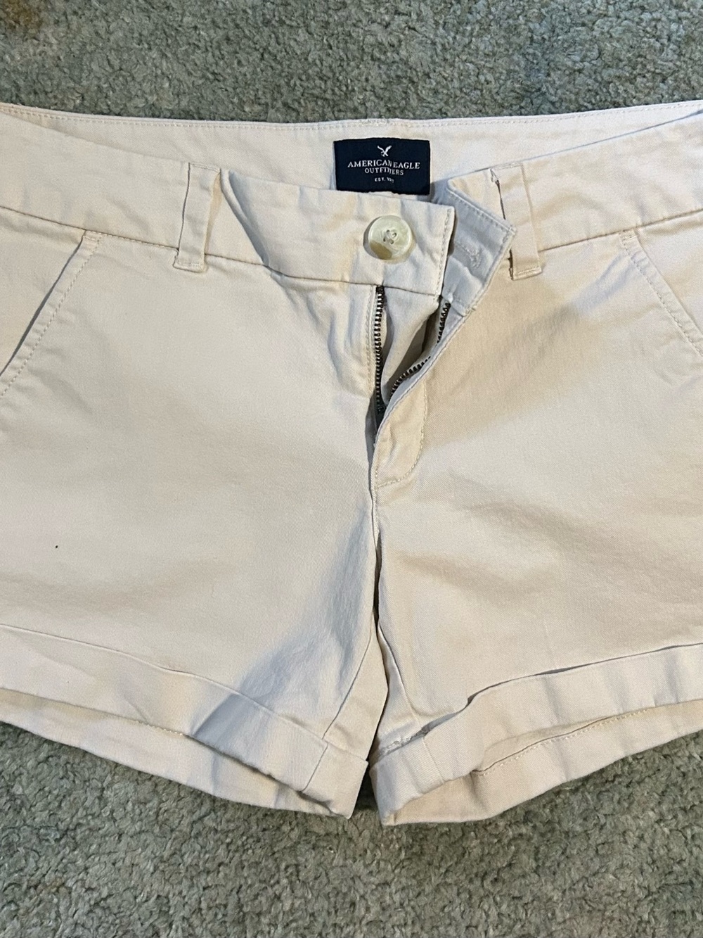 American Eagle Outfitters Women's Cream High Waist Shorts